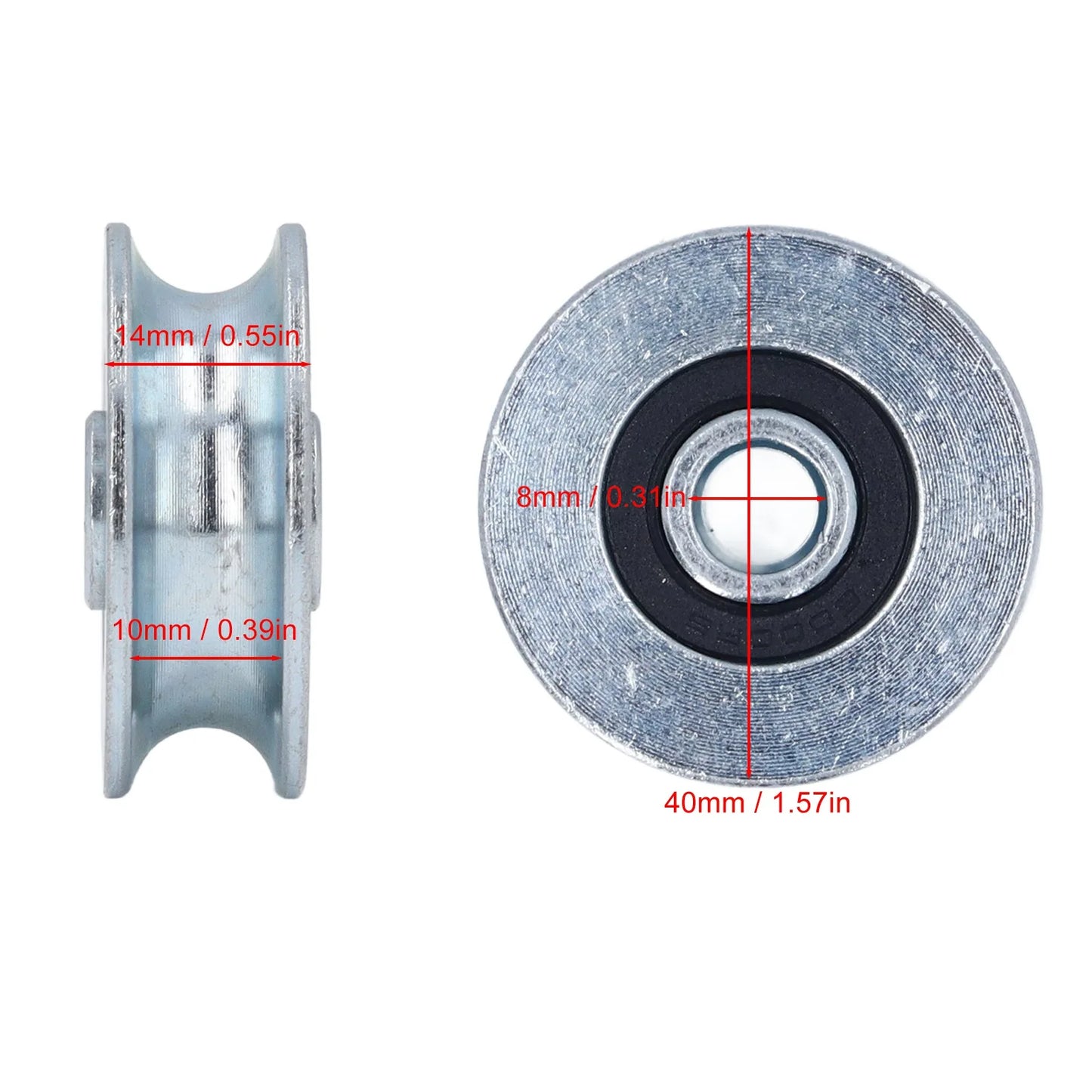 Pulley Bearing Wheel Pulley Wheel 40mm Outer Diameter 8mm Center Hole Diameter Alloy Steel Pulley Rolling Bearing Wheel Peaceful Pleasures Health and Wellness