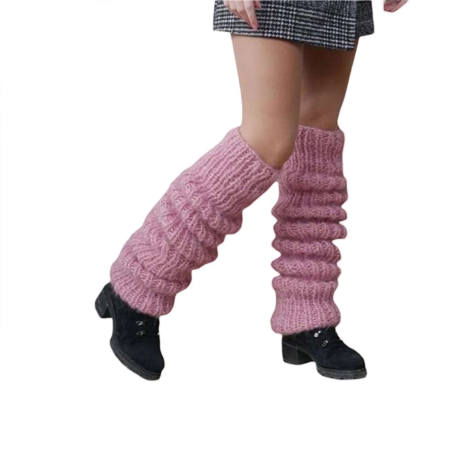 Women's Mohair Knit Leg Warmers – Open Toe, Cozy & Stretchy