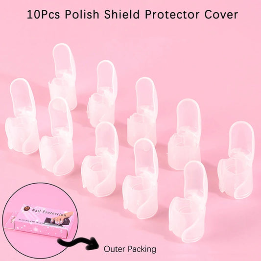 10Pcs/Set Manicure Finger Transparent Protective Cover Polish Varnish Shield Protection Clip Protector DIY Nail Art Tips Tools Peaceful Pleasures Health and Wellness