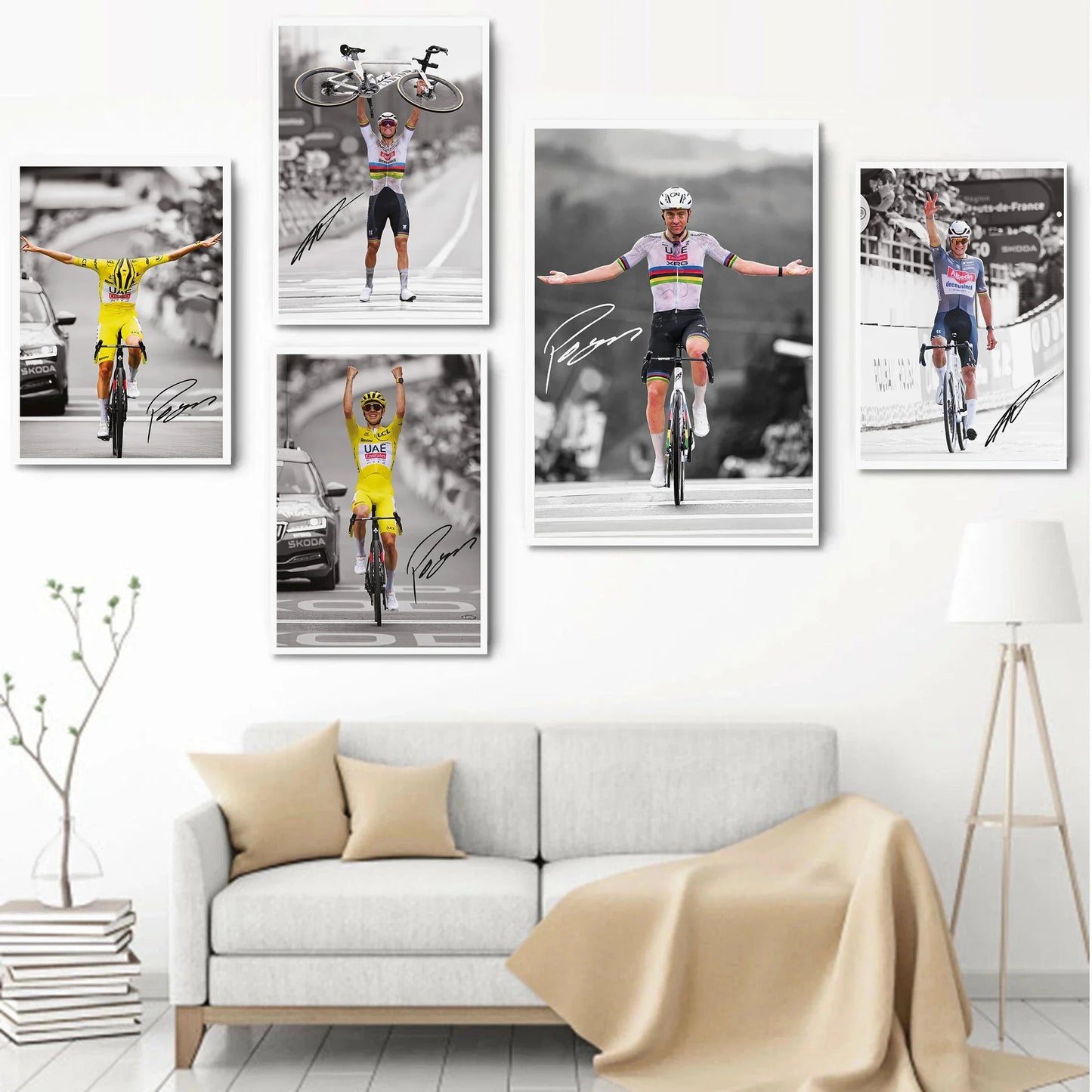 Cycling World Champion Tadej Pogacar Posters Sports Prints Mathieu Van Der Poel Canvas Painting Wall Picture Home Room Decor Peaceful Pleasures Health and Wellness