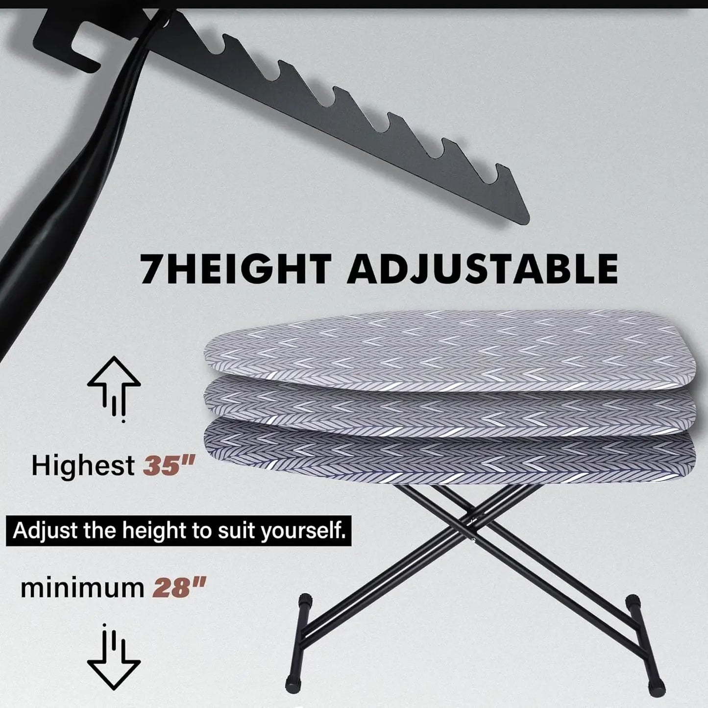 Full-Size Ironing Board with Heavy-Duty Padded Cover, Adjustable Height, and Anti-Skid Feet (47x16 inches) Peaceful Pleasures Health and Wellness