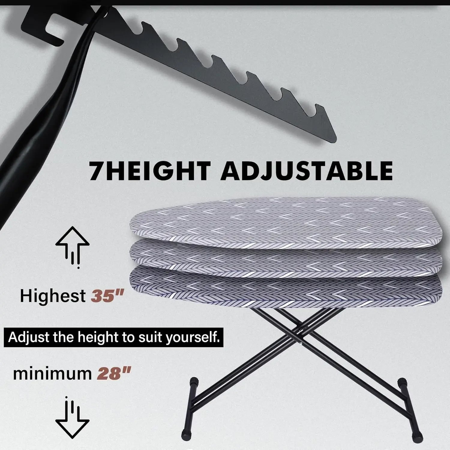 Full-Size Ironing Board with Heavy-Duty Padded Cover, Adjustable Height, and Anti-Skid Feet (47x16 inches) Peaceful Pleasures Health and Wellness