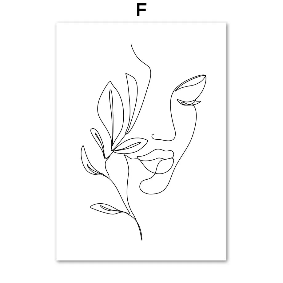 Posters Prints Canvas Painting Nordic Minimalist Wall Art Pictures For Living Room Home Decor Abstract Woman Face Hands Line Peaceful Pleasures Health and Wellness T80483-06 20x30cm Unframed