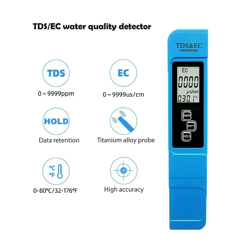 2pcs TDS PH Meter Digital Water Tester 0.01ph High Accuracy PH Meter 0-9990ppm Temperature TEMP PPM Tester Peaceful Pleasures Health and Wellness