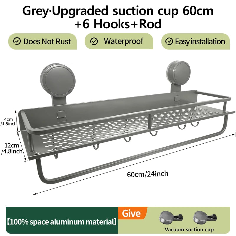 No-Drill Suction Cup Wall Rack | Kitchen & Bathroom Organizer