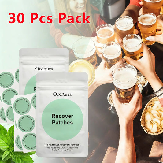 OceAura Hangover Relief Patches – Natural Recovery, 30 Pcs Hangover Relief Patch Peaceful Pleasures Health and Wellness