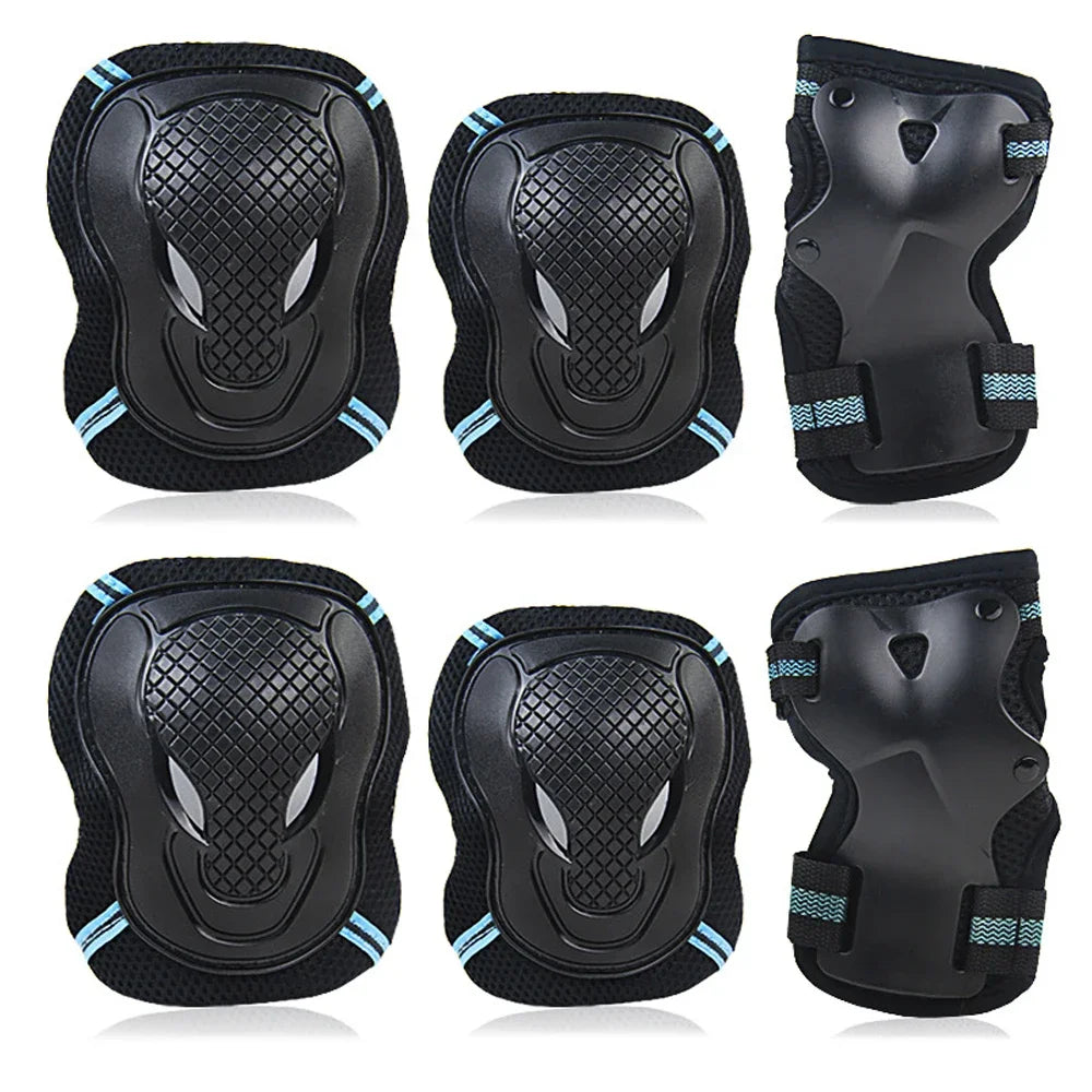 6PCS Adult & Kids Knee Pads Elbow Pads and Wrist Guards for Inline Skating, Roller Skating, Skateboarding, Scootering Biking Peaceful Pleasures Health and Wellness Blue-6PCS S