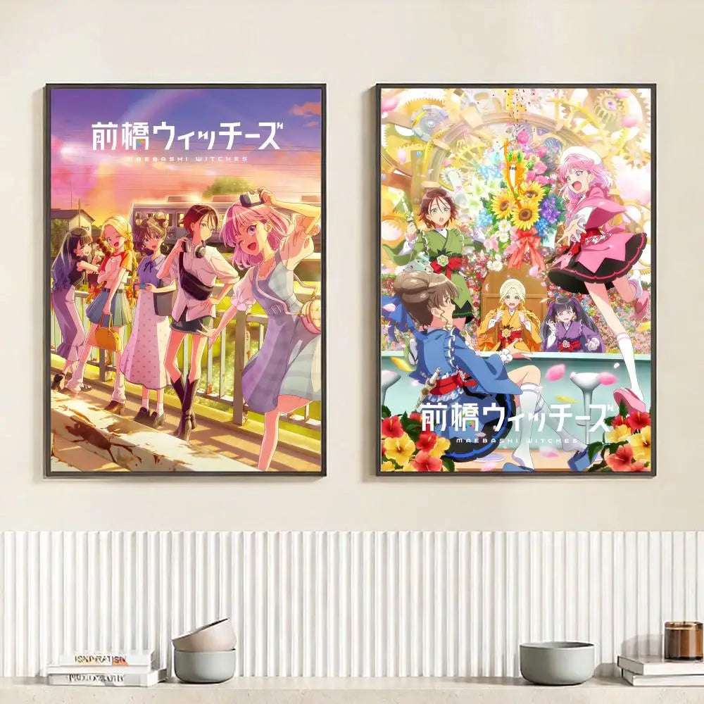 Anime Maebashi Witches HD Poster – Self-Adhesive Wall Art Anime Wall Poster Peaceful Pleasures Health and Wellness