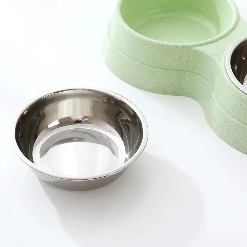 Double Stainless Steel Pet Bowls with Raised Stand | Dogs & Cats