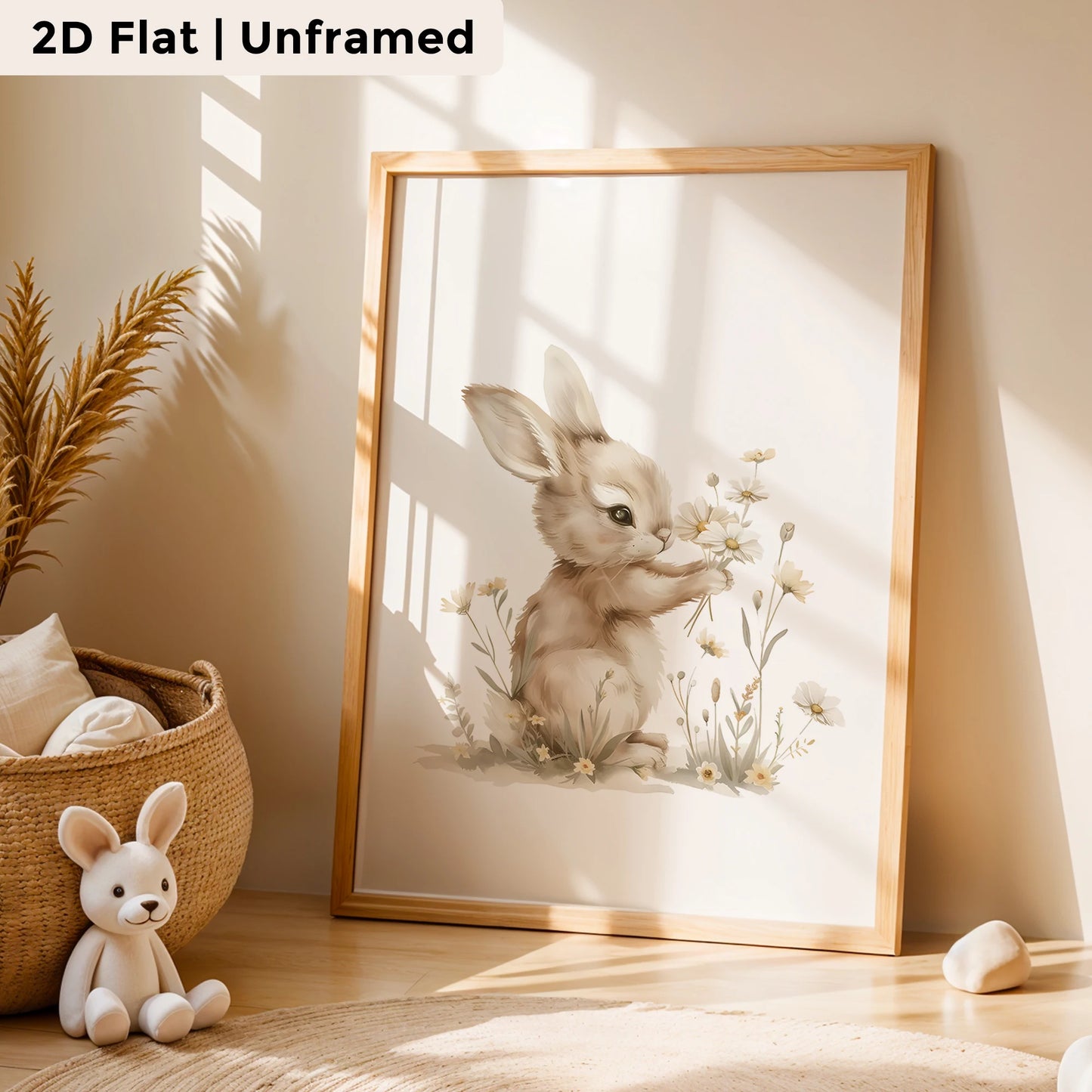 3-Piece Cartoon Flower Rabbit Canvas Wall Art Print | Home Decor