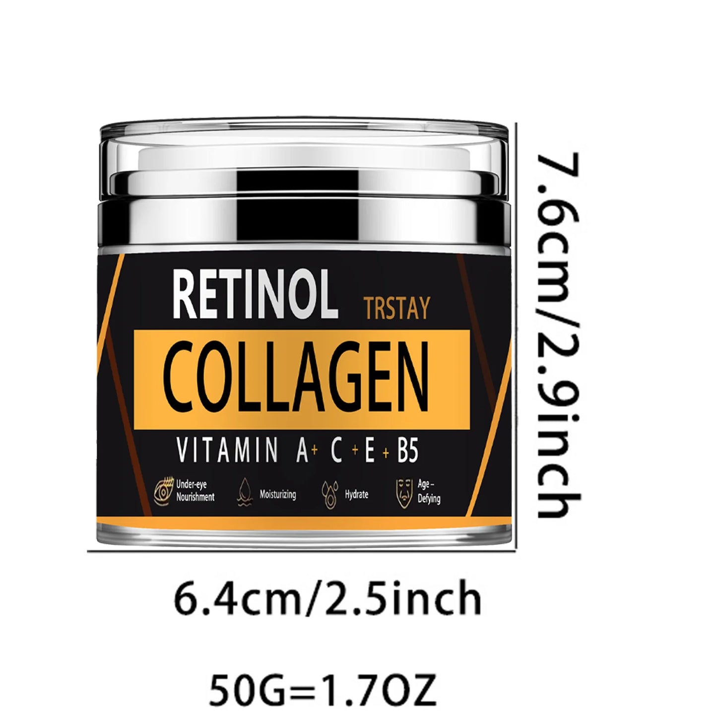 Retinol collagen face cream, mild and non irritating, tightens skin, brightens skin tone, and makes skin soft and delicate Peaceful Pleasures Health and Wellness 50G