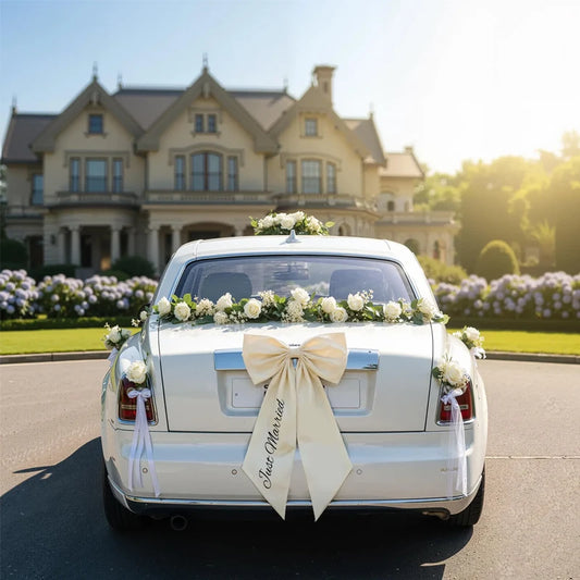 Just Married Big Car Bow | Wedding & Bridal Shower Decoration Wedding Car Decoration Peaceful Pleasures Health and Wellness