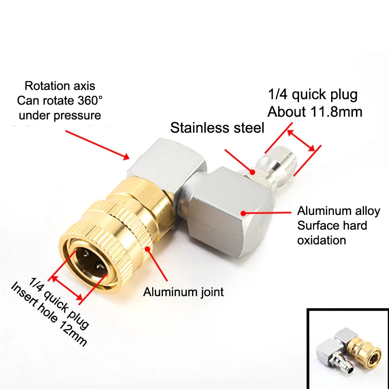 New 1Pcs Hose Fitting Coupler Adaptor With DN8 G1/4 Thread Universal 360º Rotatable Pneumatic Connector Air Tool DIY Accessories Peaceful Pleasures Health and Wellness Silver B