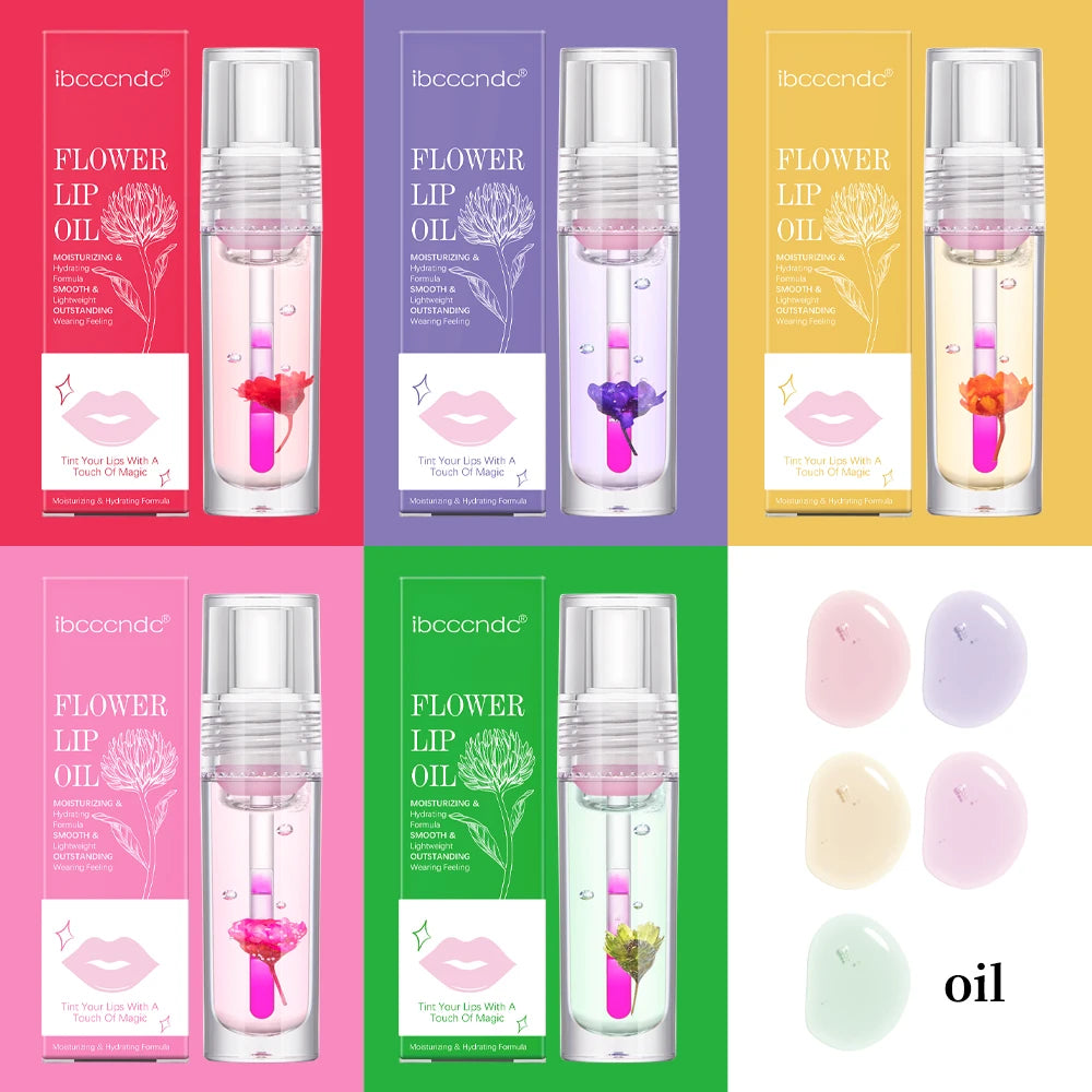 Magic Color Change Lip Oil Flower Lipgloss PH Color Changing Lipoil Pink Clear Lip Glaze Liquid Moisturizing 1Piece 3.8ml Peaceful Pleasures Health and Wellness