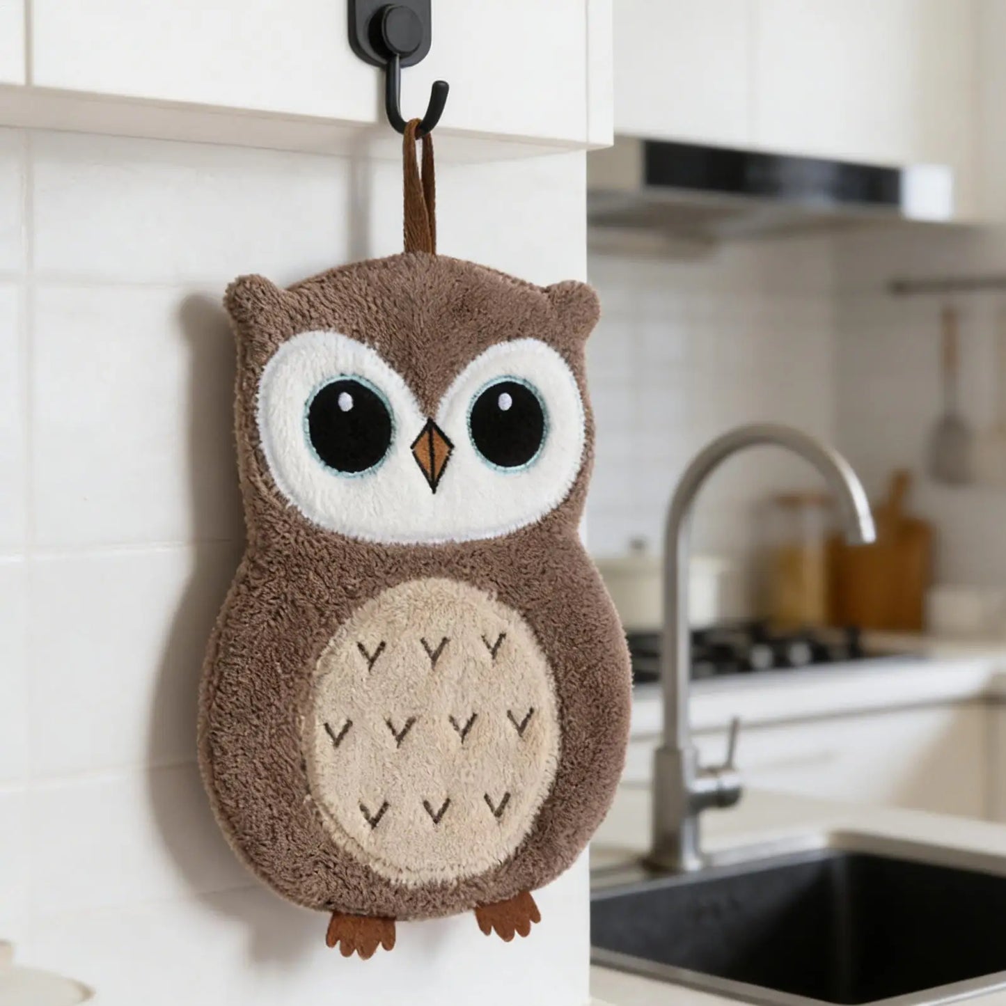 Cute Owl Hanging Hand Towel – Soft Kids Kitchen Bathroom