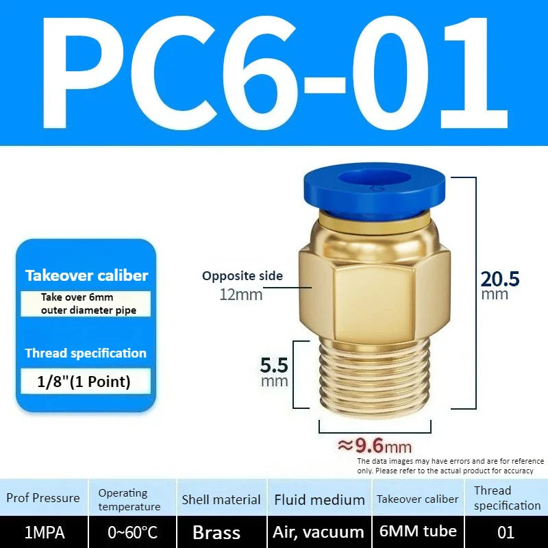 Copper Pneumatic Quick Connect Fittings 1/8"–1/2" Thread