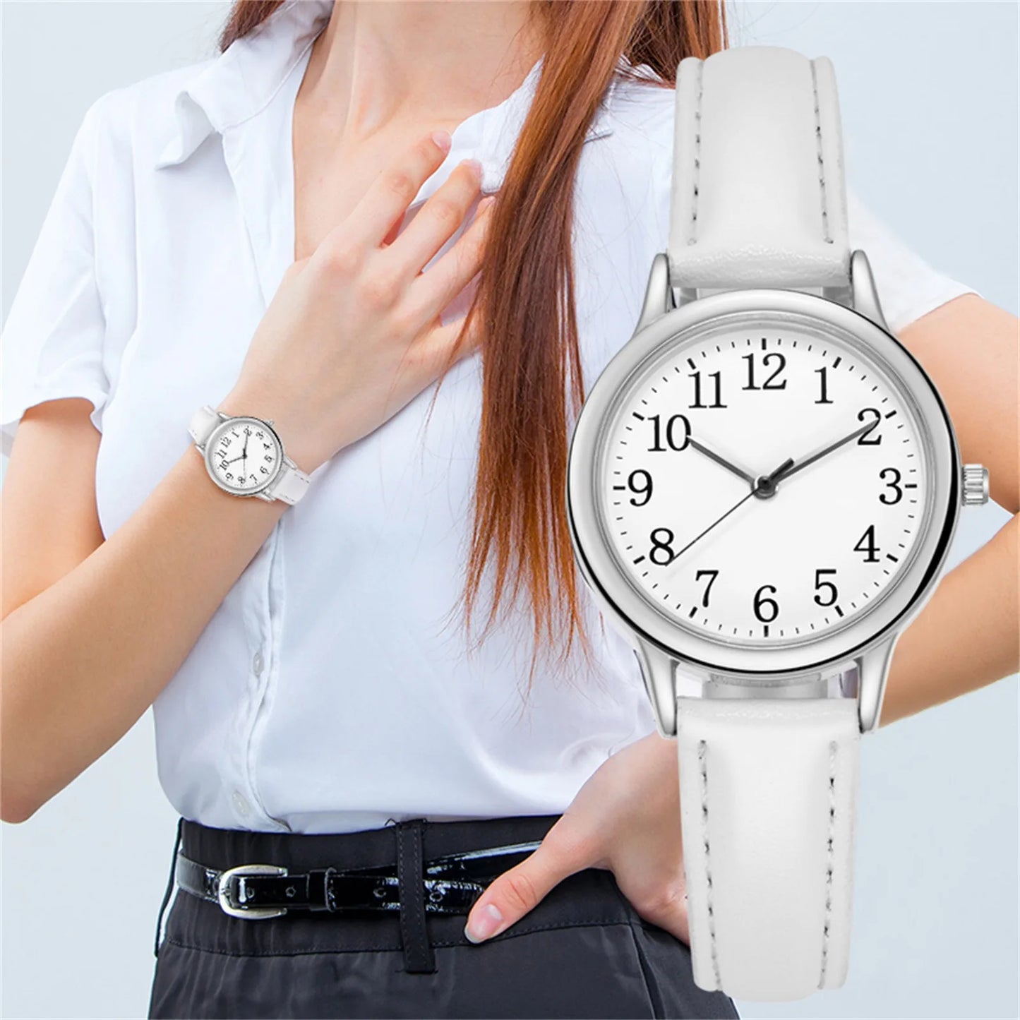 Japan Movement Women Quartz Fine Watch Easy To Read Arabic Numerals Simple-Dial Peaceful Pleasures Health and Wellness White
