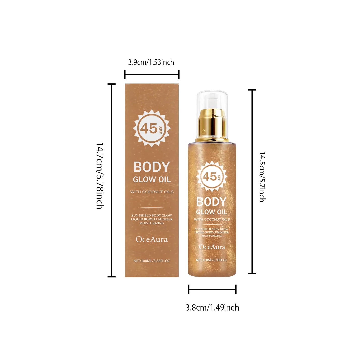 OceAura Coconut Body Shimmer Oil – Glow, Hydrate & SPF Protection
