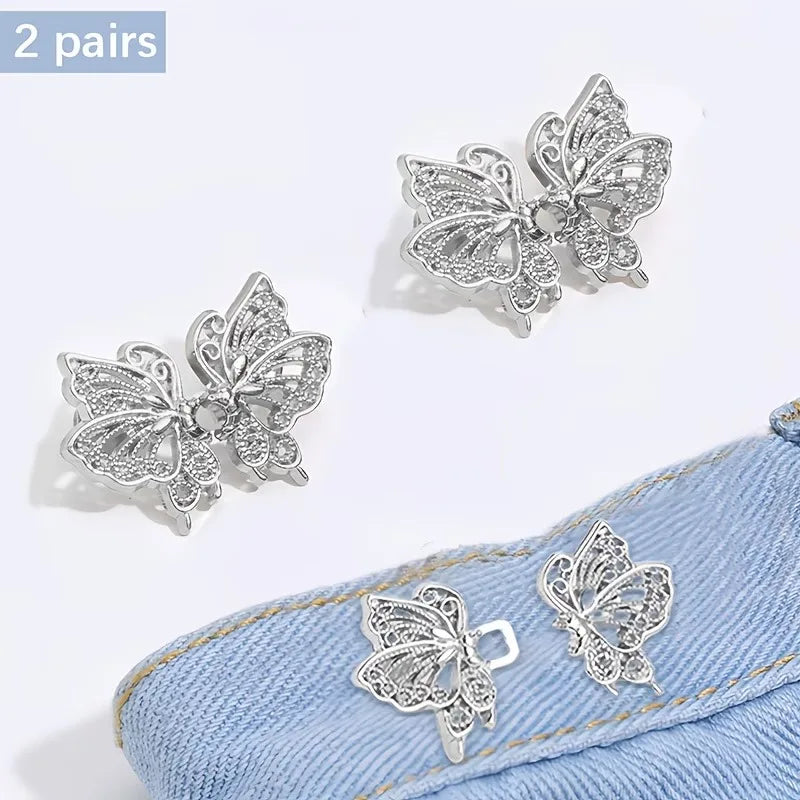 No-Sew Butterfly Waist Adjuster Clip – Metal Jean Button 1/2/4PCS