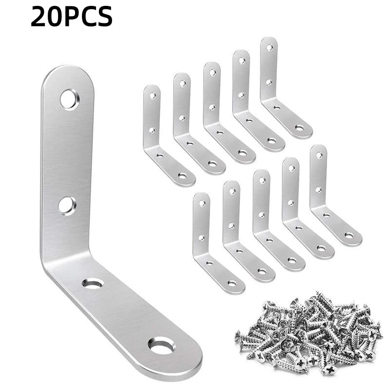 L Brackets Stainless Steel Corner Braces Screws 90 Right Angle Shelf