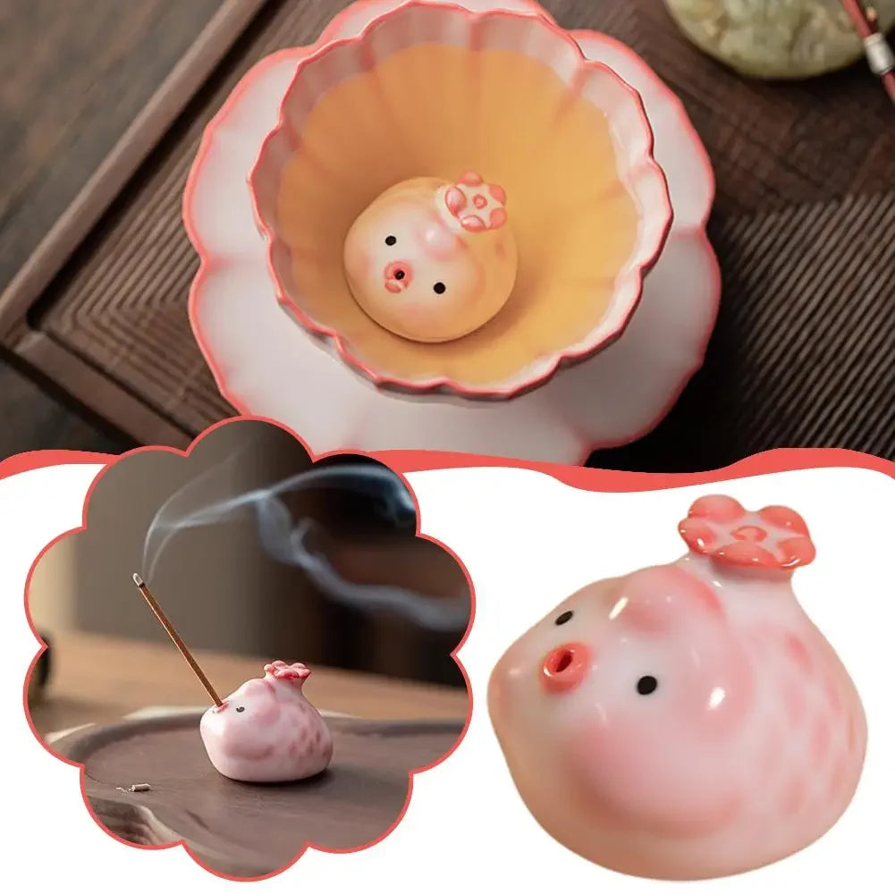 Ceramic Cherry Pink Bubble Fish Tea Pet Tea Statue Ornaments Workmanship Luxury Fish Tank Landscaping Tea Figurine Play Toys Peaceful Pleasures Health and Wellness