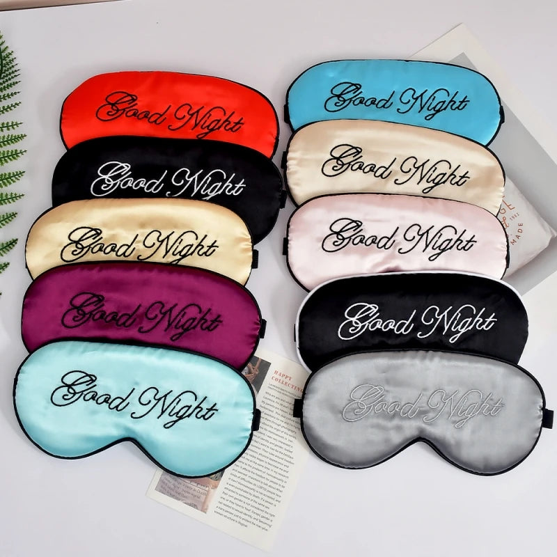 Embroidered Silk Sleep Mask With Adjustable Strap Sleeping Eye Cover Mask For Travel Soft Blackout Blindfold Silk Eye Mask Patch Peaceful Pleasures Health and Wellness