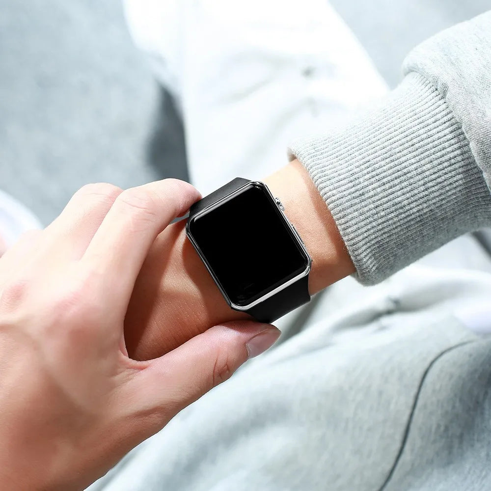 Square LED Digital Sport Watch – Unisex Silicone Band