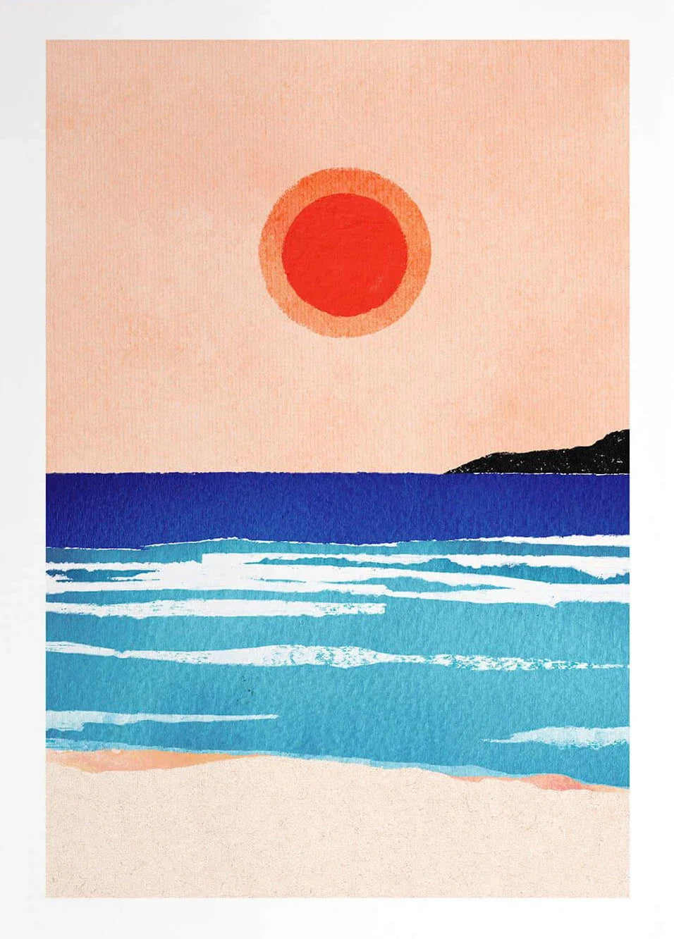 Summer Beach Sunset Canvas Wall Art – Ocean Surfers Print