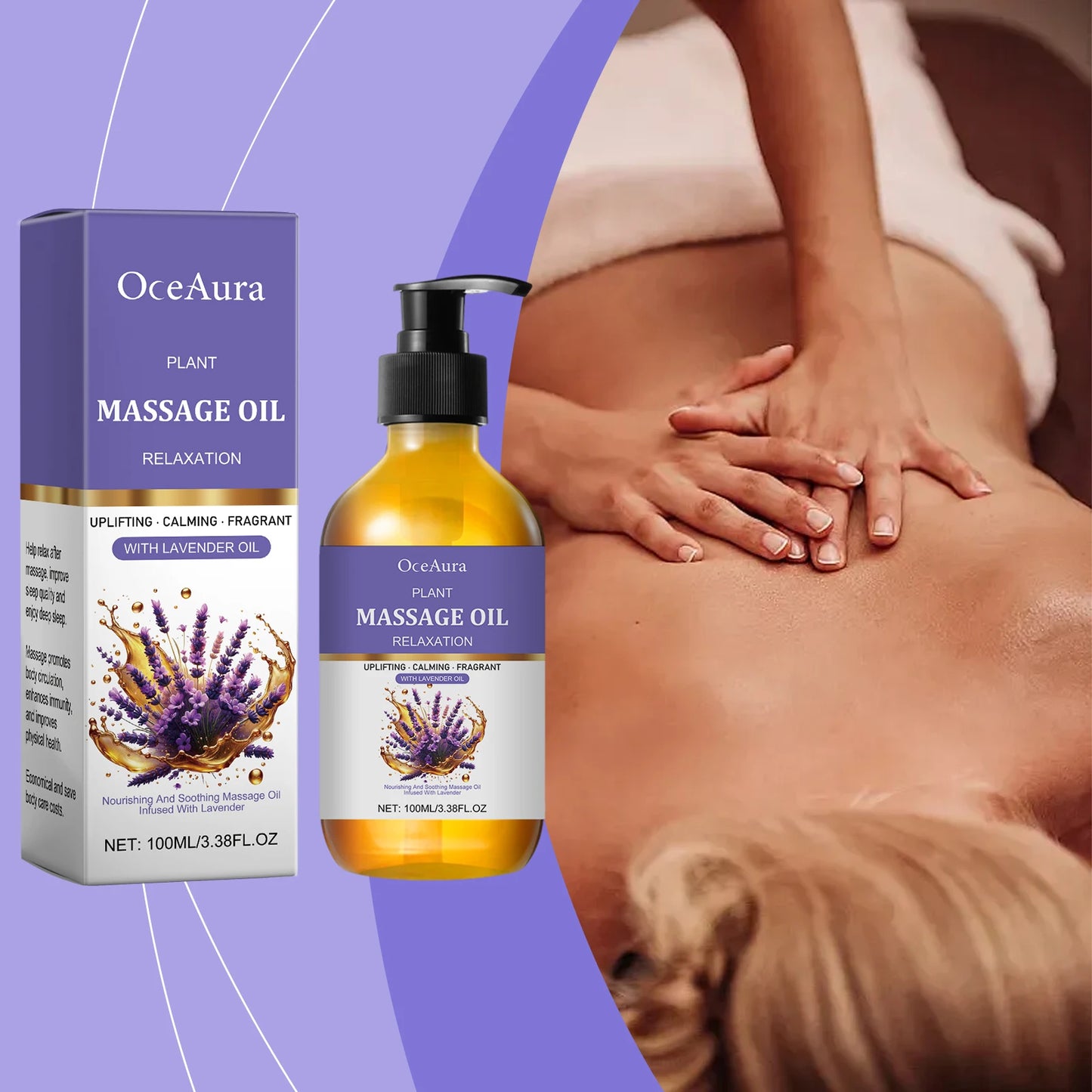 OceAura Lavender Massage Oil | Muscle Relief & Sleep 100ml