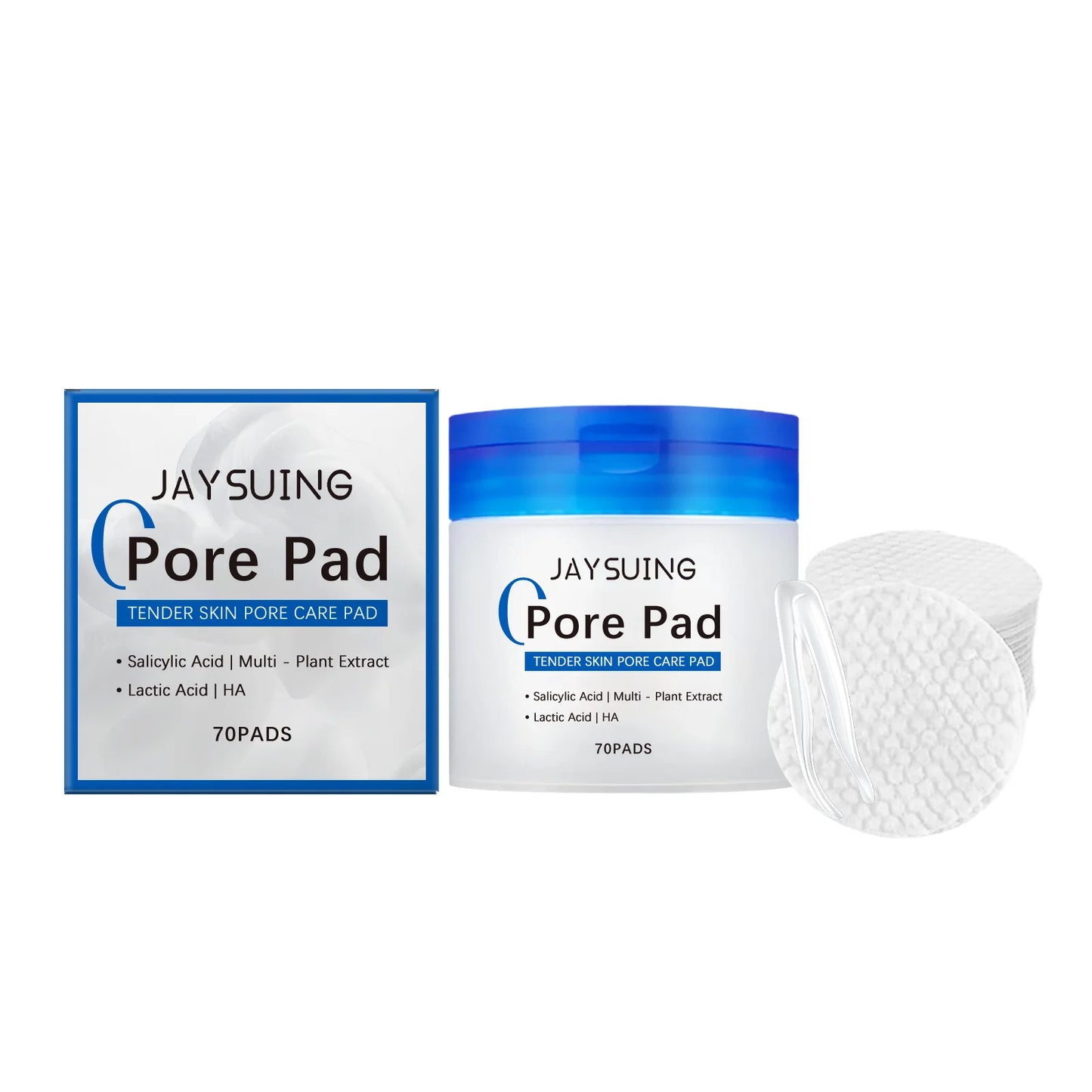Jaysuing Hyaluronic Acid Cotton Pads Gentle Exfoliate Unclog Pores Reduce Acne Pimples Daily Skincare Use Face Clean Cotton Pads Peaceful Pleasures Health and Wellness 70pcs Boxed
