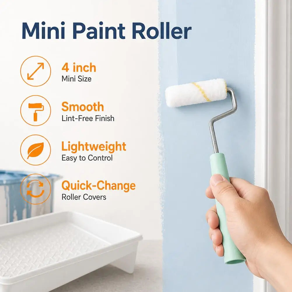 11-Piece Mini Paint Roller Set for Trim, Cabinets & Touch-Ups