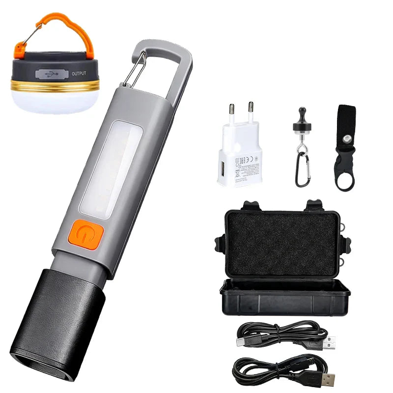 Zoomable XPE COB LED Flashlight | IPX7 Waterproof Rechargeable