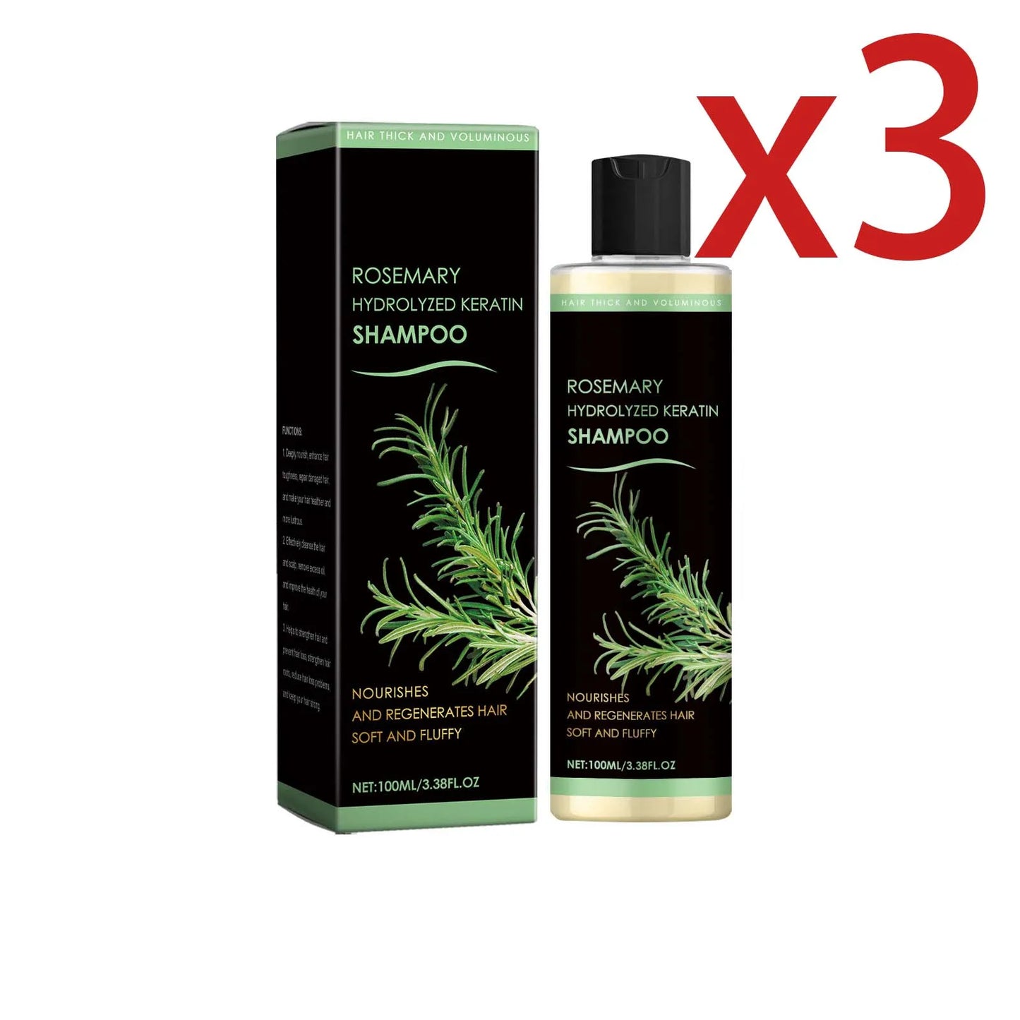 Rosemary Hair Shampoo for Deep Cleaning and Oil Control Peaceful Pleasures Health and Wellness 3x100ml