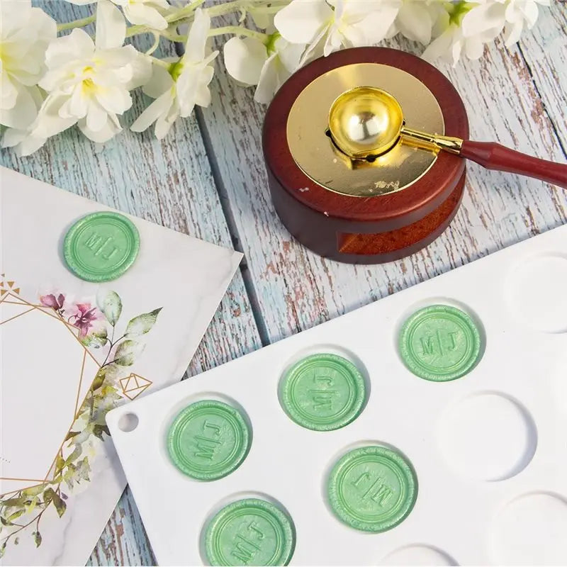 A36T-For Wax Seal Mold Kit,Silicone Mat, 100 Pcs Double-Sided Adhesive For Wax Seal Stickers For Stamp Peaceful Pleasures Health and Wellness