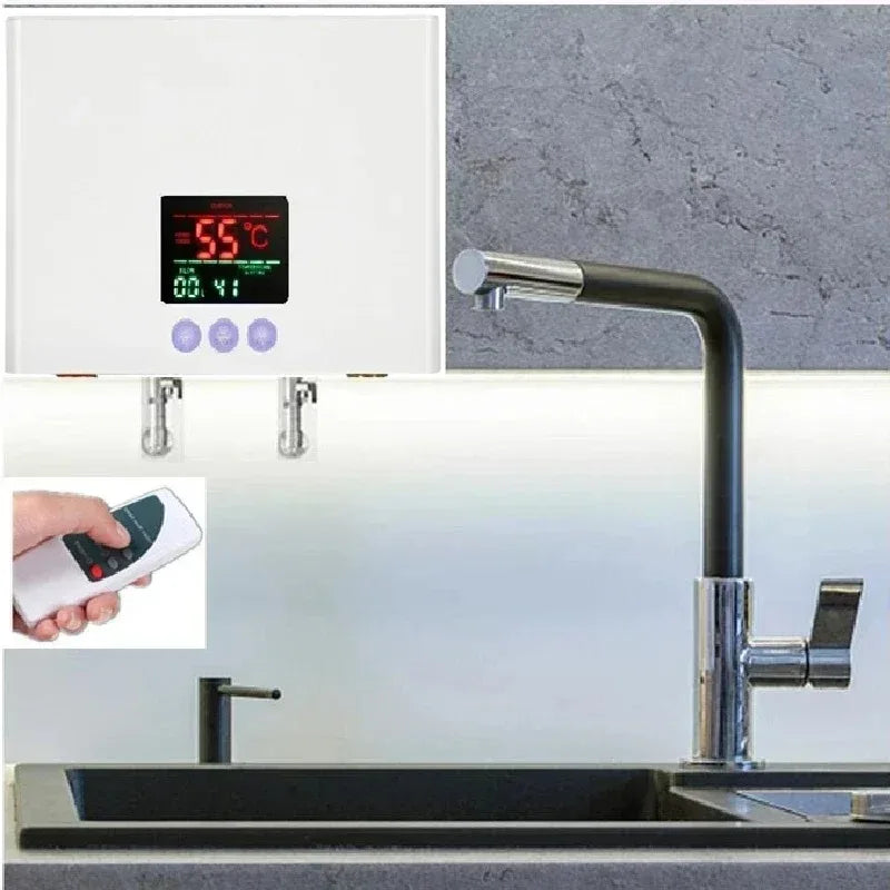 Instant Tankless Electric Water Heater 3000W 220V Wall Mounted Fast Heating for Bathroom Shower Kitchen Sink Peaceful Pleasures Health and Wellness