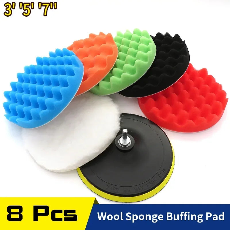 Car Polishing Pad Kit 3" 5" 7" – Foam Buffing & Wax Pads Peaceful Pleasures Health and Wellness 3 inches