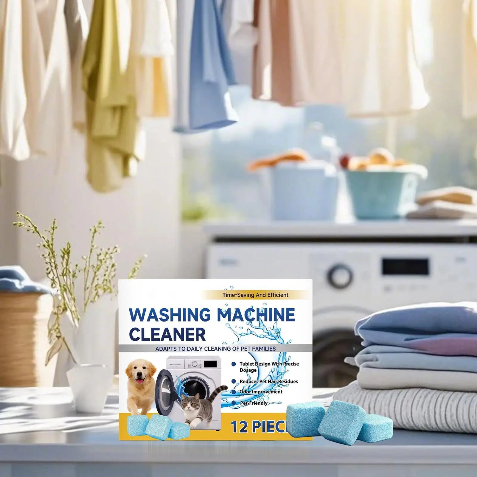 Washing Machine Cleaner Tablets 12pcs Odor & Stain Remover Deep Clean for Top/Front/HE Loaders, Removes Limescale, Grease, Grime Peaceful Pleasures Health and Wellness
