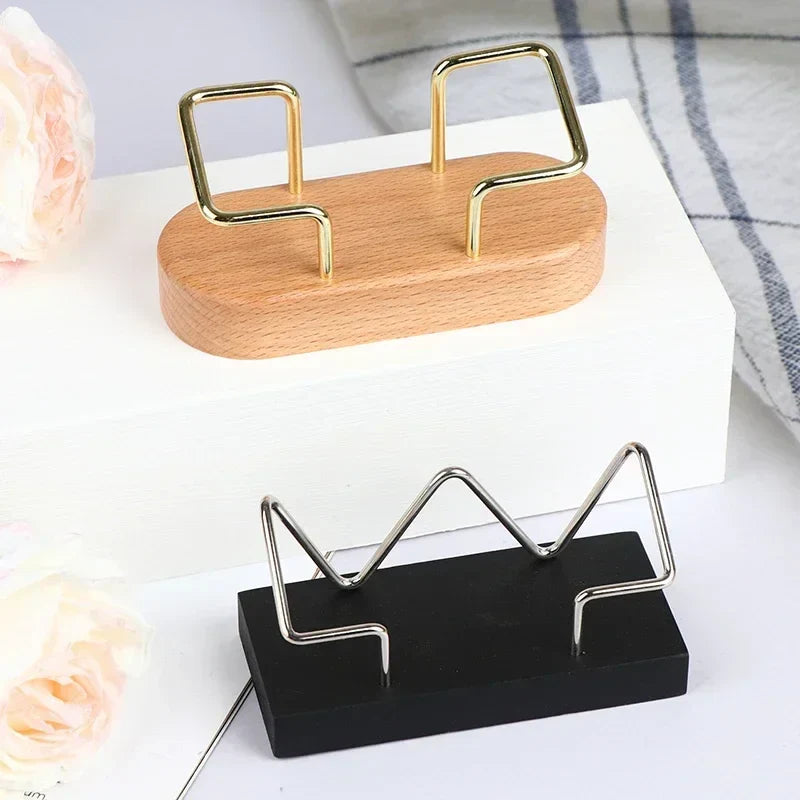 Wooden Business Card Holder Desk Stand Organizer Display