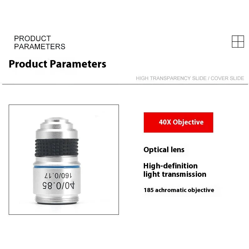 Microscope Optical Lens Universal Metal Accessory 185 Achromatic Objective Lens 4X10X40X100X Magnification Objective Lens Oil Peaceful Pleasures Health and Wellness 40X