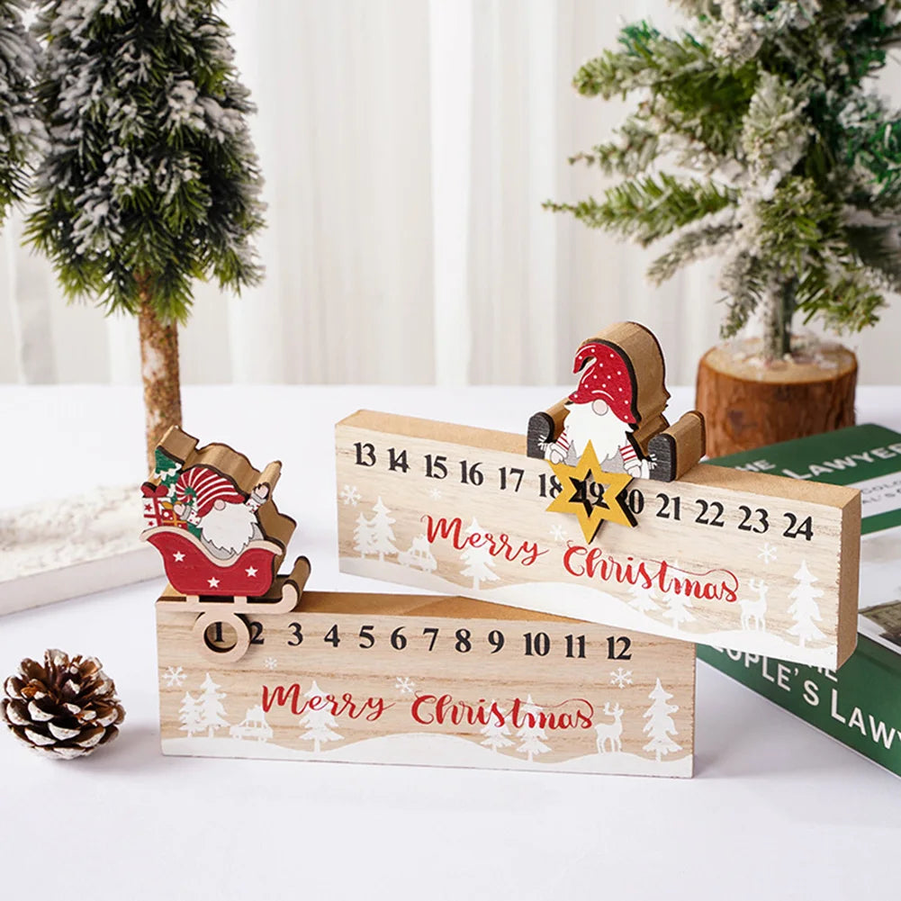 Fun Calendar Wooden Santa Countdown To Xmas Calendar Reusable Sturdy Festive Advents Calendar Desk Decoration Festive Home Decor Peaceful Pleasures Health and Wellness