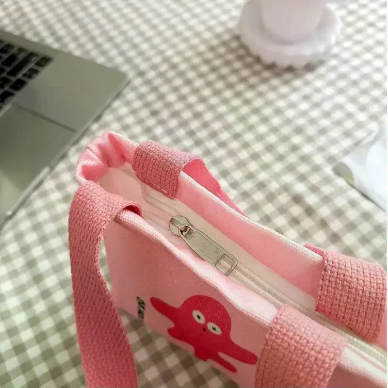 Korean Style Mini Canvas Handbag – Cute Cartoon Tote Bag