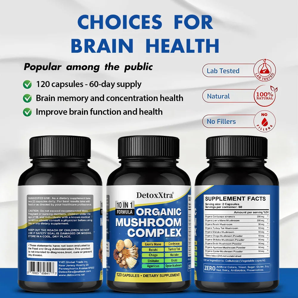 Organic Mushroom Complex Capsules for Brain and Immune Support Peaceful Pleasures Health and Wellness