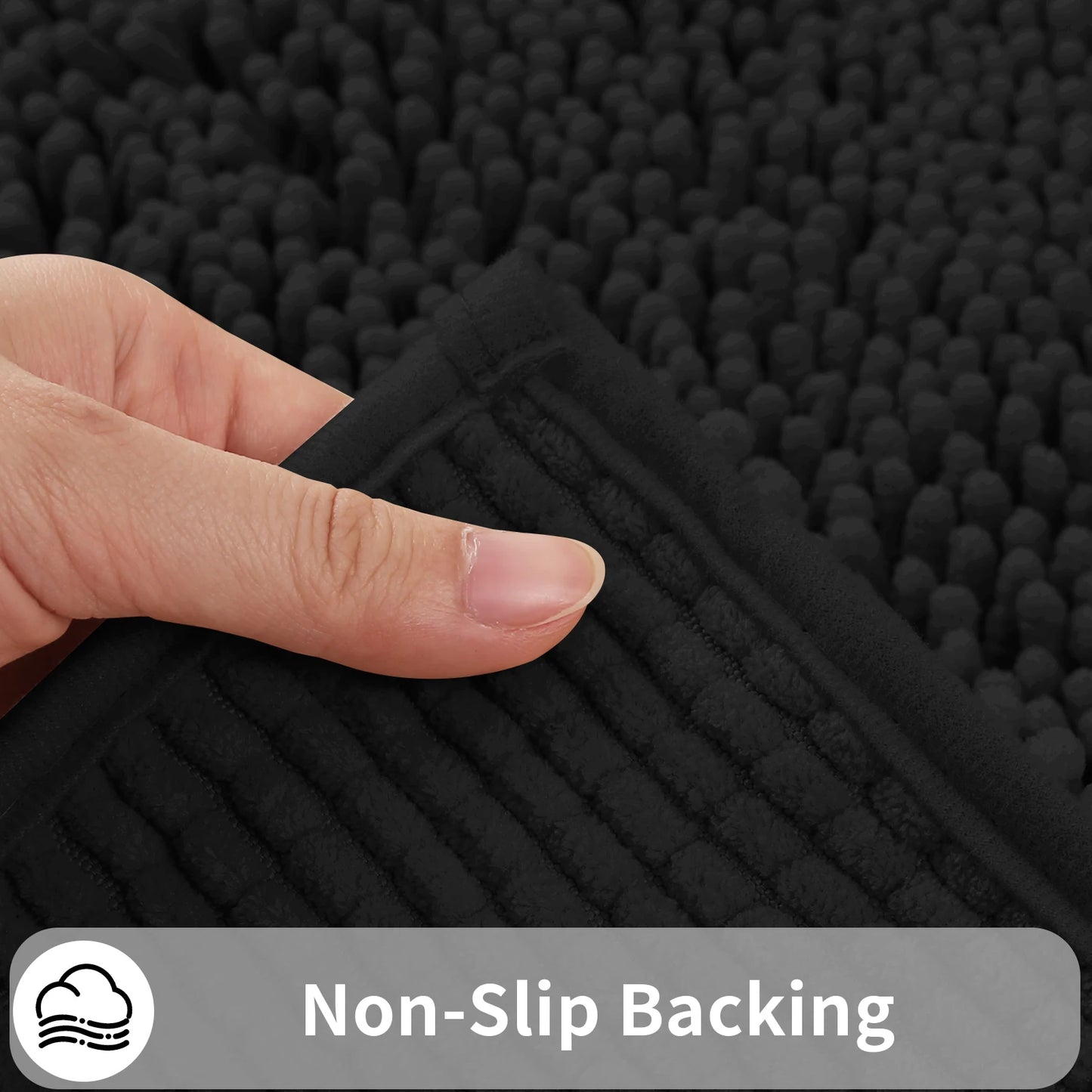 Pack of 2 Chenille Bath Mat Plush Carpet Bathroom Bathtub Floor Rug Room Living Room Entrance Super Absorbent Anti-Skid Foot Pad Peaceful Pleasures Health and Wellness