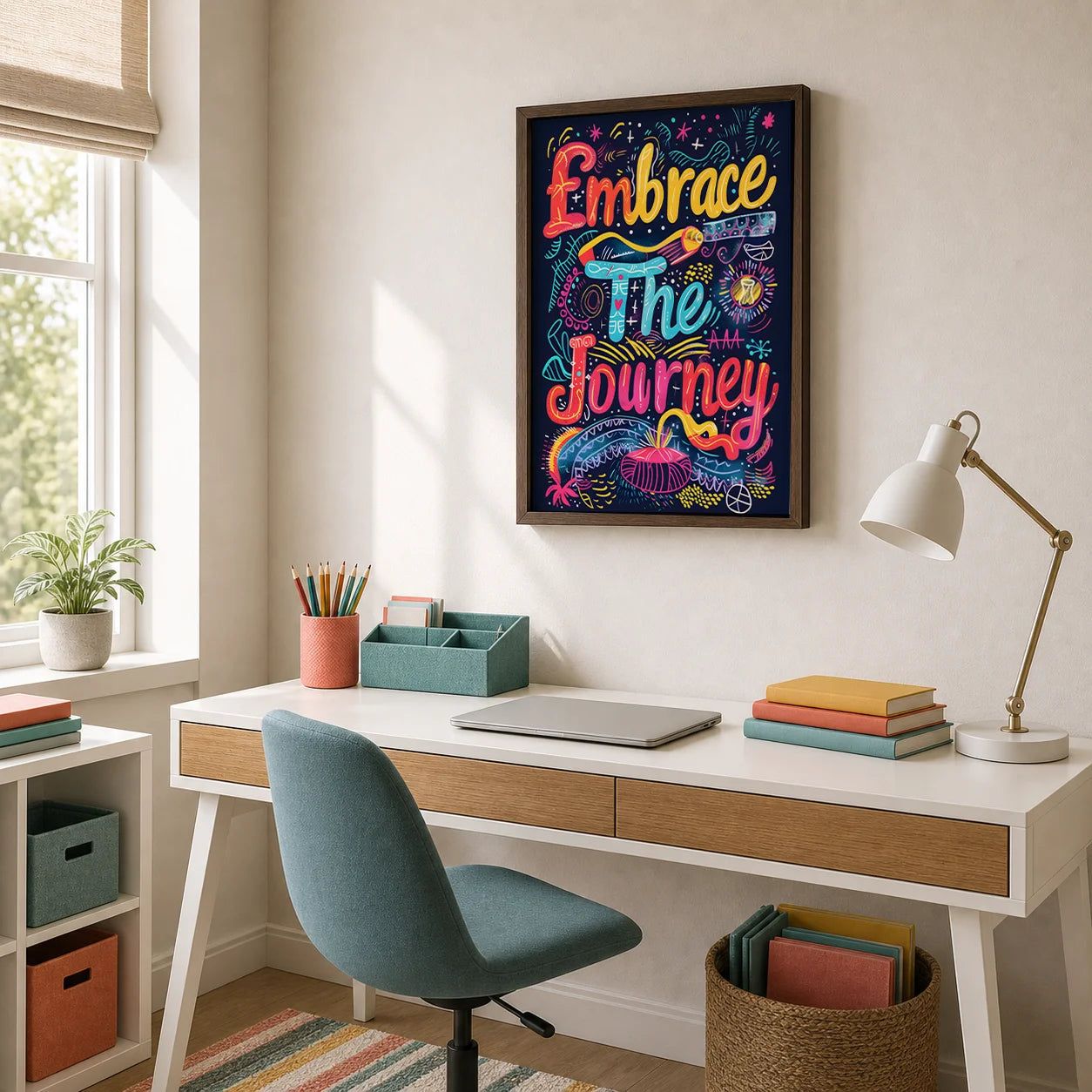 Nordic Motivational Quote Canvas Wall Art | Colorful Poster Print Canvas Wall Art Print Peaceful Pleasures Health and Wellness