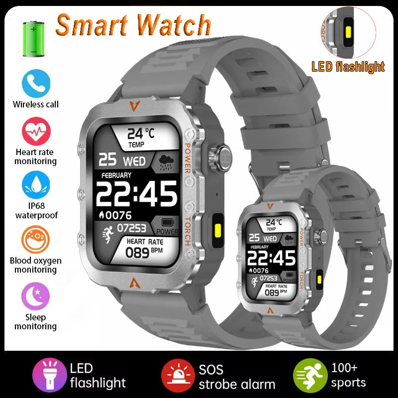 2026 New Military Smart Watch Men IP67 3ATM Waterproof Outdoor Sports Fitness GPS Tracker Health Monitor BT Call Smartwatch LS Peaceful Pleasures Health and Wellness 2Silver