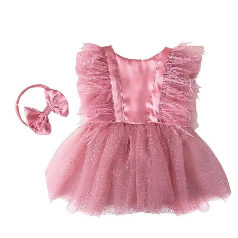 Newborn Lace Romper Dress & Hairband Set | Baby Photo Props