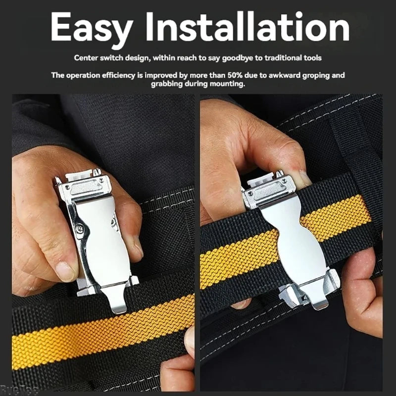 Quick-Release Tool Belt Buckle for Drills, Wrenches & Tape Measures