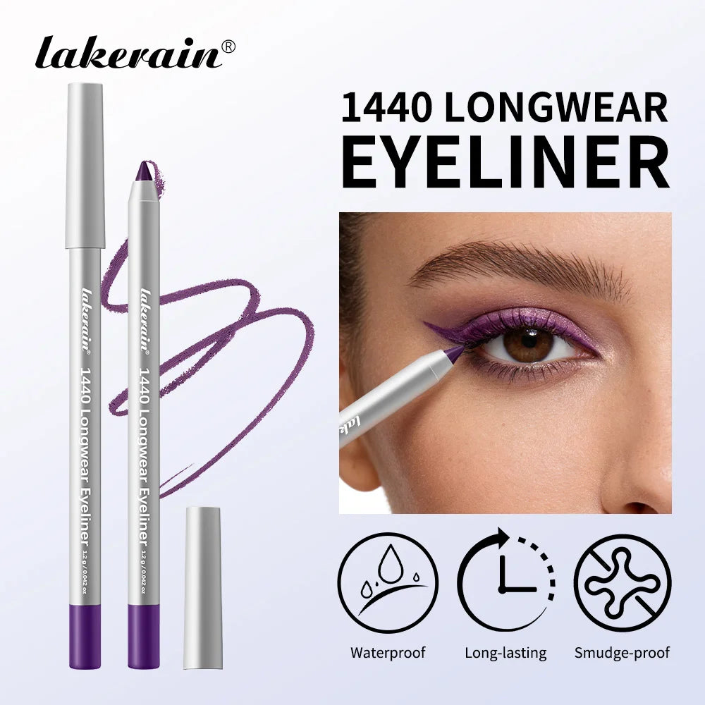Lakerain Longwear Eyeliner 24h Long-lasting Wear Waterproof Smudge-proof Smooth Precise Application Smokey Eyeliner 12 Color Peaceful Pleasures Health and Wellness