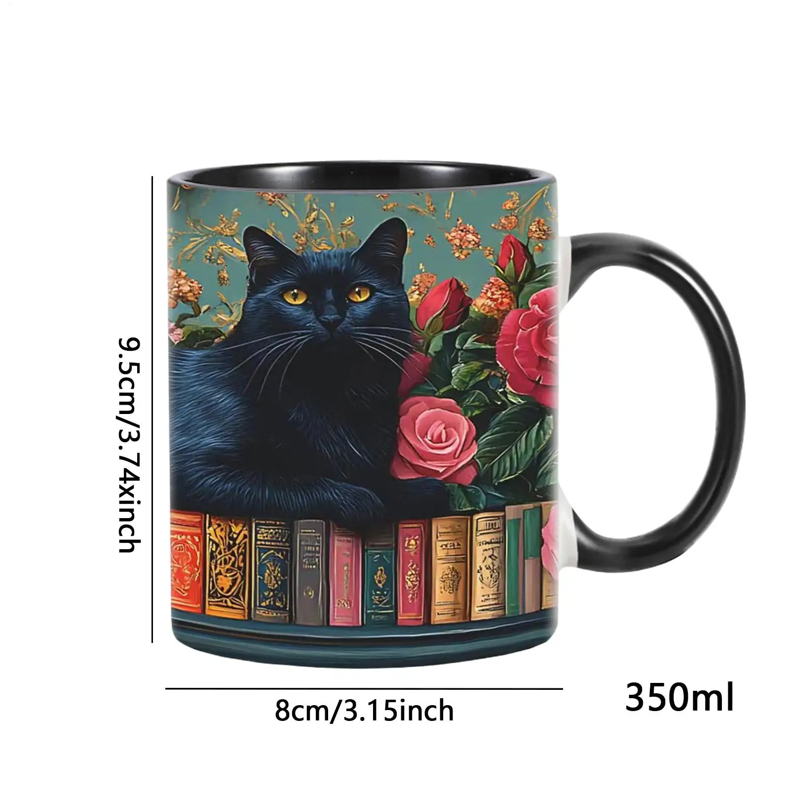 Ceramic Bookshelf Coffee Mug 350ml Heat-Resistant Drinkware Cup for Book Lovers for Chocolate Tea Water Juice Home Dorm Peaceful Pleasures Health and Wellness
