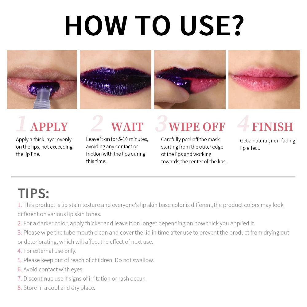 Waterproof Peel Off Lip Stain Tattoo Tint Long Lasting Matte Lip Gloss Lipstick Cosmetics Matte Peaceful Pleasures Health and Wellness